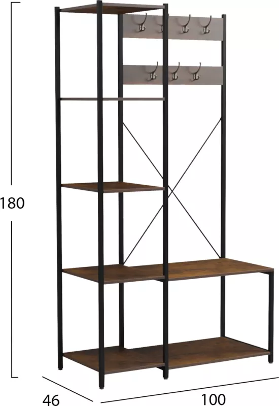 Mobilje hyrëse, gardërobë e hapur ARANJA FH18083 metal-melaminë 100x46x180Hcm