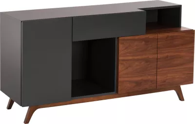 Bufe PREDA, MDF, ngjyrë arre dhe gri e errët, 167x28-40x80H cm