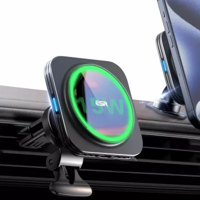 Mbështjellës veture ESR Halolock QI2 me MagSafe, karikues wireless 15W, i zi