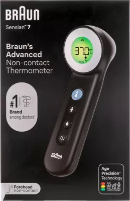 Termometër pa kontakt Braun BNT400B, për ballë, LCD, i zi