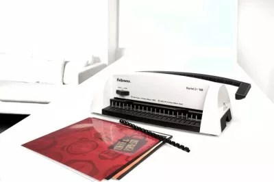 makinë lidhëse dokumentesh Fellowes Starlet 2+ manuale, kapacitet lidhje 120 fletë, shpinë plastike 16 mm, bardhë/zezë