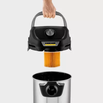 Fshesë me korent lagë e thatë, Karcher KWD 3 S V-17/4/20 AE (1.628-449.0), depozitë inox 15L, 1000W, funksion fryrje, set me 5 qese, e zezë