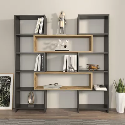 Raft librash Hanah Home, Poyraz, ngjyrë e zezë dhe lis