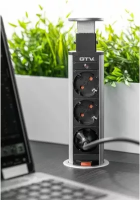 Prizë e integrume GTV AE-BPW3S60-80, 3x220V, Ø60mm, 3500W, kabllo 1.5m, IP20, gri