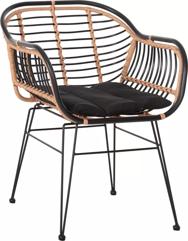 Karrige për jashtë ALLEGRA FH5663.11, kornizë metalike-P.E.RATTAN, ngjyrë bezhë dhe e zezë, 58x59x81H cm