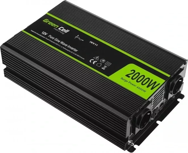 Invertor Green Cell, 12V në 230V, Onda e pastër sinusoide, 2000W