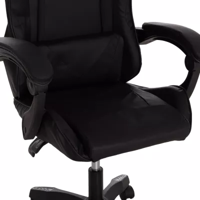 Karrige gaming STRATUS FH1231.01, e zezë, me jastëkë për mes dhe qafë, 62x62x119cm