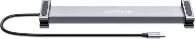 Docking station MANHATTAN 10-in-1 4K USB-C PD, 2xHDMI, gri