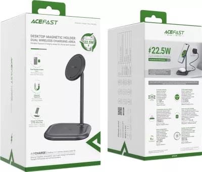 Karikues wireless Acefast E6, 15W, MagSafe, për iPhone dhe AirPods, Gri