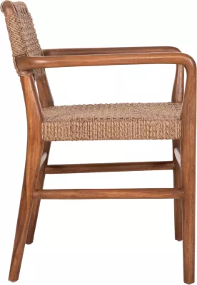 Karrige për ngrënie ROSCO FH6132.01 dru TEAK ngjyrë arre, litar VIRO ngjyrë kafe, 56x54.5x78H cm