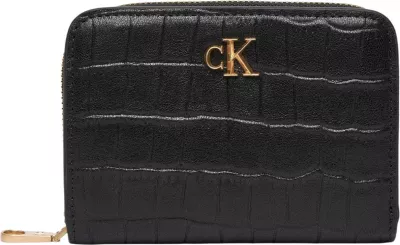 Portofol Calvin Klein CK CROC Medium Flap Zip Around LV04F1095G për femra, i zi