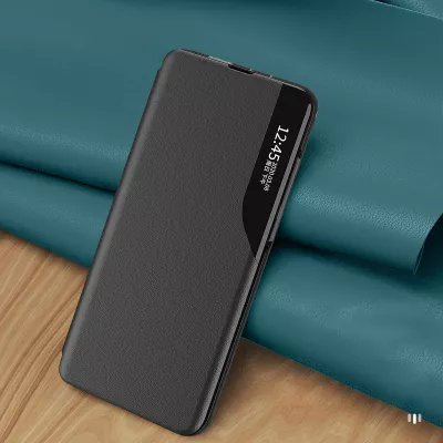 Mbështjellës Hurtel Eco Leather View Case për Samsung Galaxy A54 5G, me kapak dhe qëndrim, e zezë