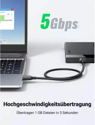 Kabllo USB 3.0 UGREEN 10841 USB-A në Micro-B 1m, 5Gbps, e zezë