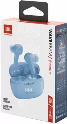 Kufje TWS JBL Vibe Beam, Bluetooth 5.2, 32 orë bateri, IP54, me mikrofon, kaltër