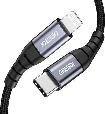 Kabllo Choetech IP0039 USB-C në Lightning, 1.2m, e zezë