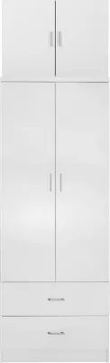 Dollap REINA FH21061.05 2-fletësh me kabinet të sipërm & 2 sirtarë-melaminë, ngjyrë e bardhë, 80x42x241H cm
