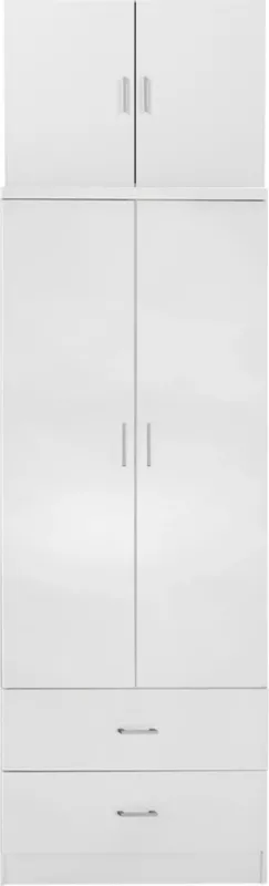 Dollap REINA FH21061.05 2-fletësh me kabinet të sipërm & 2 sirtarë-melaminë, ngjyrë e bardhë, 80x42x241H cm