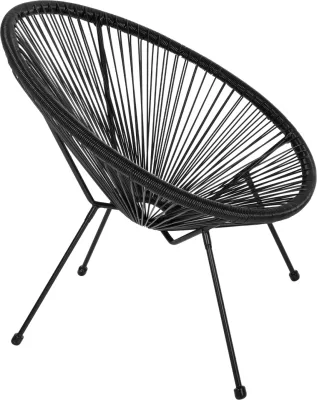 Karrige ACAPULCO lloj foleje, metal i zi dhe ratan i zi, FH5872.01, 70x73x79 cm