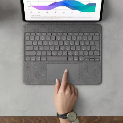 Mbështjellës me tastierë Logitech Combo Touch për iPad Pro 12.9, QWERTZ, Oxford Grey