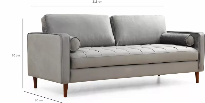 Divan treshe Atelier del Sofa, Rome, ngjyrë gri e çelët