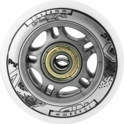 Set rrota PU dhe kushineta ABEC-7 Nils Extreme, të bardha (4+8 copë)
