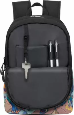 çantë shpine RIVACASE Skaters 5420, 12L, për laptop, material repelent uji, e zezë me print shumëngjyrësh