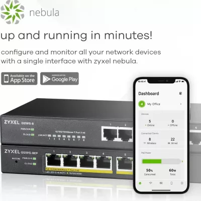 Switch Zyxel GS1915-8EP, Managed L2 Gigabit Ethernet (10/100/1000), PoE, E zezë