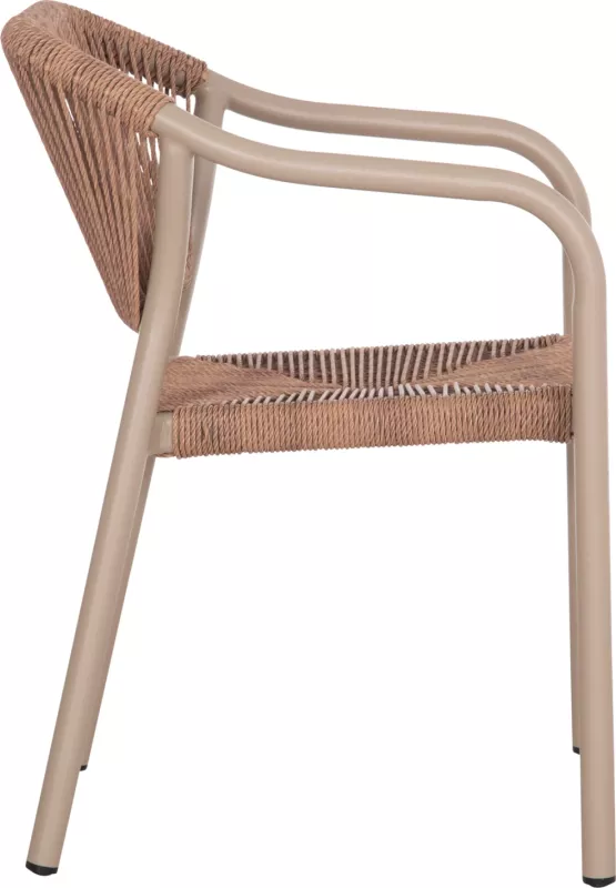 Karrige për ngrënie alumini LUCCI FH6266.02, kornizë mocha & P.E. rattan natyral, 58x56x79 cm