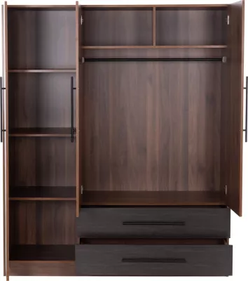 Dollap me 3 dyer, 2 sirtarë, ngjyrë arrë/wenge, CARYS FH746.11, 150x55.5x160cm