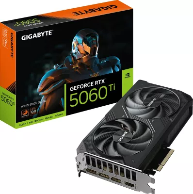 Kartelë grafike Gigabyte GeForce RTX 5060 Ti WINDFORCE OC 8G, 8GB GDDR7, PCI-E 5.0, e zezë