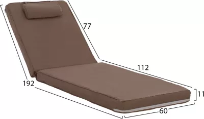 Jastëk për shezlong, Textilene, 600gr/m2, 2X1, Sifnos, ngjyrë moka, FH11237.04T, 194x70x11 cm