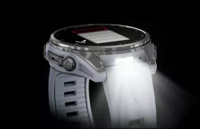 Smartwatch Garmin Fenix 8, 32GB, AMOLED, GPS, Wi-Fi, rrip silikon i bardhë