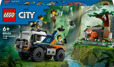 Set LEGO City 60426 Jungle Explorer Truck, lodër ndërtimi, kamion aventurier, me figurina dhe tigër