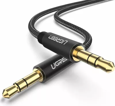 Kabllo audio AUX UGREEN 50361 3.5mm 1m, e zezë, Polybag