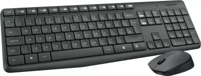 Komplet tastierë dhe maus Logitech MK235, Full-size (100%), Wireless, USB, QWERTZ, Gri, Maus përfshirë