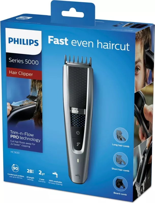 Makinë rroje Philips 5000 HC5630/15, e zezë, argjendtë
