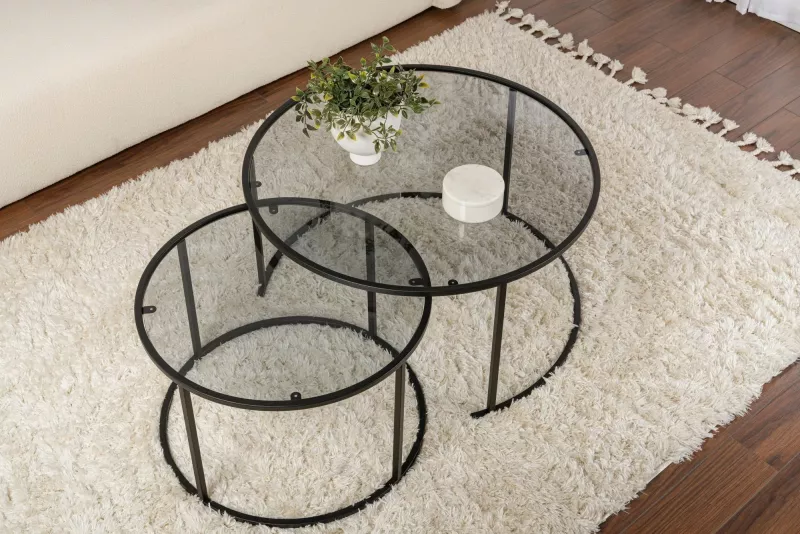 Set tavolinash kafeje Nordure, Aurum - 80, 60 - e zezë, gri