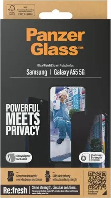 Mbrojtës ekrani PanzerGlass Ultra-Wide Fit Privacy me pozicionues, për Samsung Galaxy A55 5G