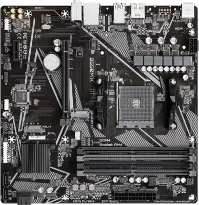 Pllakë amë GIGABYTE B550M K, mATX, AMD AM4, DDR4 128GB, 2x M.2, 4x SATA3, USB 3.2 Gen1, DisplayPort/HDMI