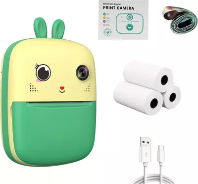 Printer termik mini për fëmijë Hurtel HURC10Z me kamerë dhe video, 1800mAh, i gjelbër