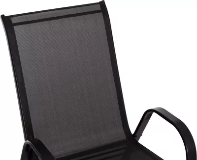 Karrige për jashtë LEON FH5000.43, kornizë metalike e zezë & textilene, set prej 4 copash, 55x70x91Hcm