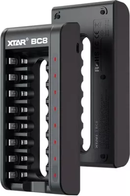 Karikues baterish XTAR BC8, për R03/AAA dhe R6/AA, Li-ion 1.5V/NiMH, i zi