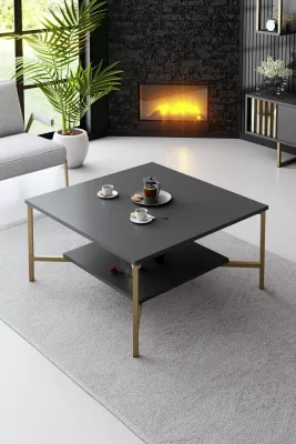 Set mobiljesh për dhomë dite, Skye Decor, linjë ari, anthracite, ari