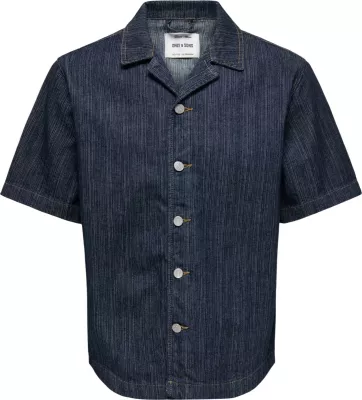 Këmishë me mëngë të shkurta për meshkuj Only & Sons Onswayne 22037354, blu e errët denim [Madhësia: S]