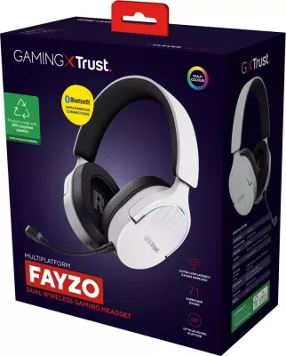 Kufje Trust GXT 491W FAYZO, me kabllo & pa kabllo, për lojëra, USB Type-C, Bluetooth, Bardhë
