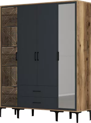 Dollap garderobe Skye Decor, ngjyrë arre, antracit, Kumsal PTR