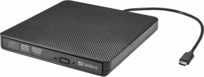 DVD drive i jashtëm Sandberg 136-62, USB-C/A, me adapter USB-A në USB-C, i zi