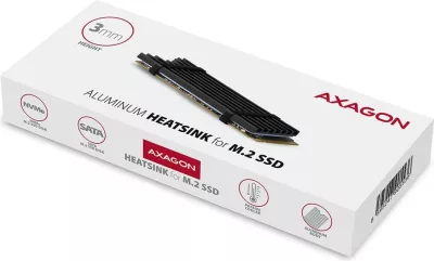 Radiator pasiv AXAGON CLR-M2L3 për SSD M.2, alumini, 3mm, i zi