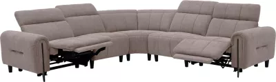 Këndore e madhe me 5 pjesë, 2 ulëse me recliner elektrik, ngjyrë bezhë, ORACLE FH3290.02, 293x293x98cm