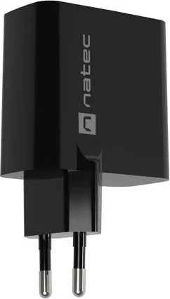 Karikues Natec Ribera GaN 45W me USB-A dhe USB-C në ngjyrë të zezë